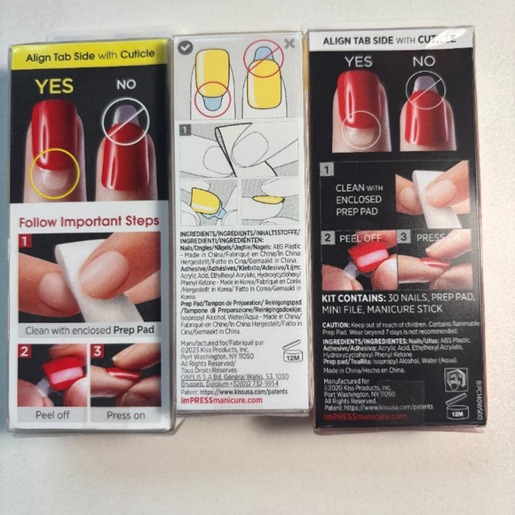 NEW Kiss ImPRESS Press On Nails, Bundle of 3 (Short Length) - Picture 2 of 6